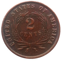 US 1866 Two Cents 100% Copper Copy Coin