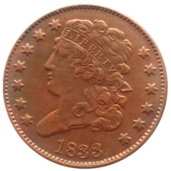 US Classic Head Half cents 1833 100% Copper Copy Coins