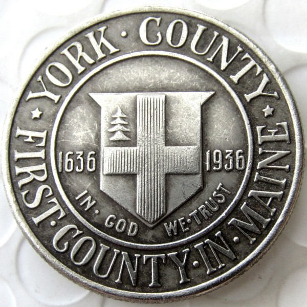 USA 1936 Mint York County Maine Commemorative Half Dollars Silver Plated Copy Coins