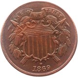 US A Set Of(1865-1873) 9pcsTwo Cent 100% Copper Copy Coin