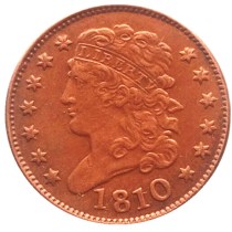 US Classic Head Half cents 1810 100% Copper Copy Coins