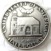 USA 1936 Delaware Commemorative Half Dollars Silver Plated Copy Coins