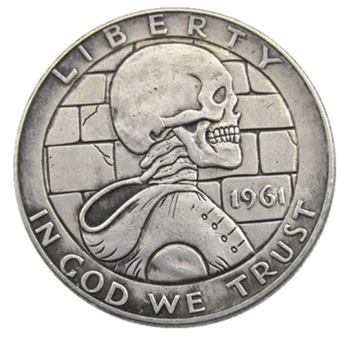 FK(04)USA Franklin Half Dollar skull zombie skeleton hand carved Copy Coins