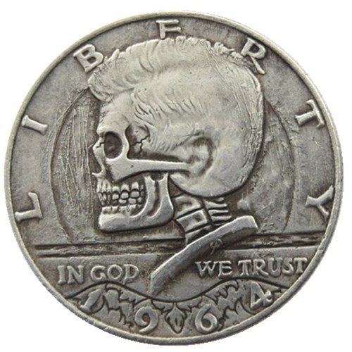 FK(09)USA Kennedy Half Dollar skull zombie skeleton hand carved Copy Coins