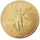 Mexico 1947 Gold Plated 50 Peso Gold Plated Copy Coin