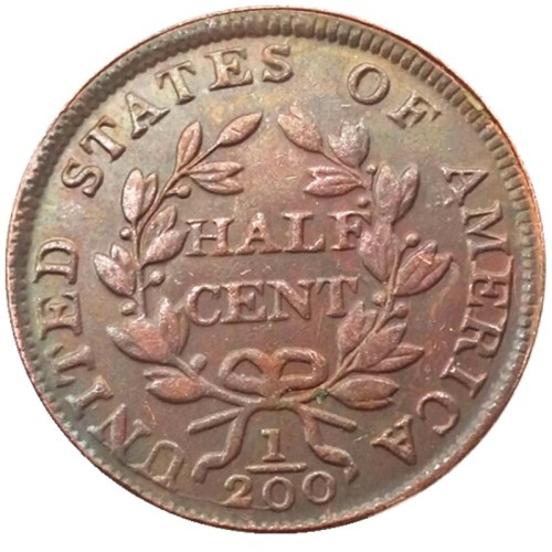 US 1808 CWC Draped Bust Half Cent Copper Copy Coin