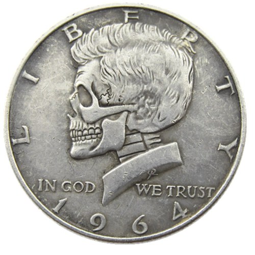 FK(10)USA Kennedy Half Dollar skull zombie skeleton hand carved Copy Coins