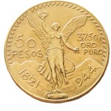 Mexico 1944 Gold Plated 50 Peso Gold Plated Copy Coin