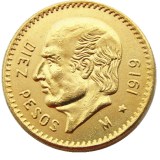 1919 Mexico 10 Pesos Gold Plated Copy Coin