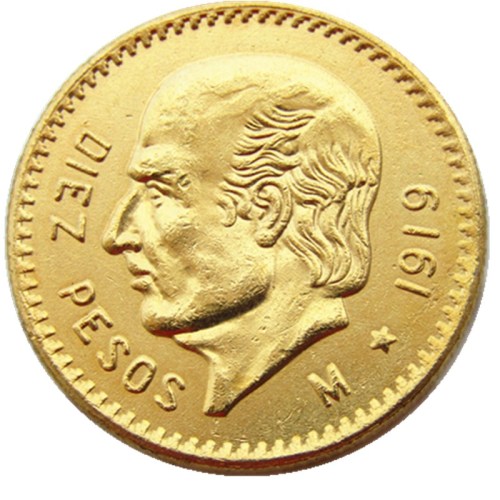 1919 Mexico 10 Pesos Gold Plated Copy Coin