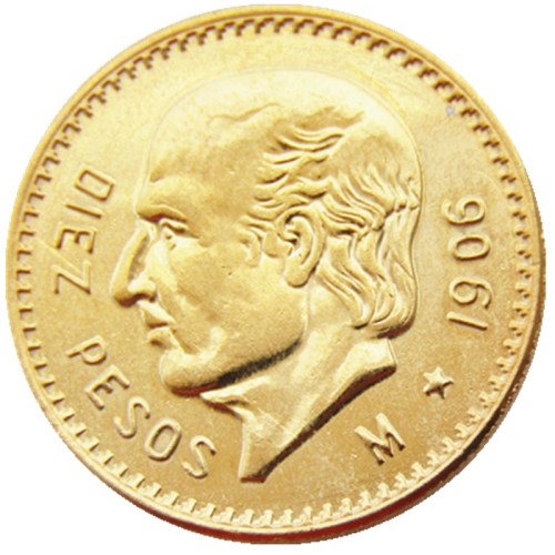 1906 Mexico 10 Pesos Gold Plated Copy Coin
