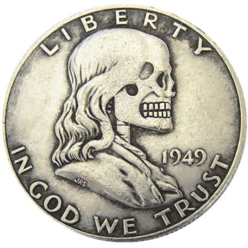 FK(02)USA Franklin Half Dollar skull zombie skeleton hand carved Copy Coins