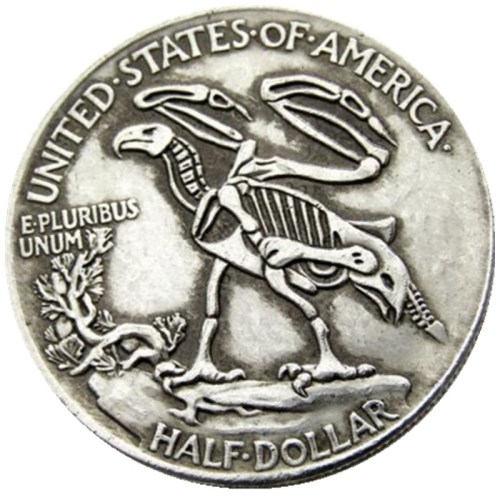 FK(01)USA Walking Dollar Half Dollar skull zombie skeleton hand carved Copy Coins