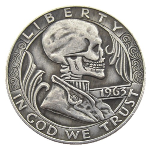 FK(05)USA Franklin Half Dollar skull zombie skeleton hand carved Copy Coins