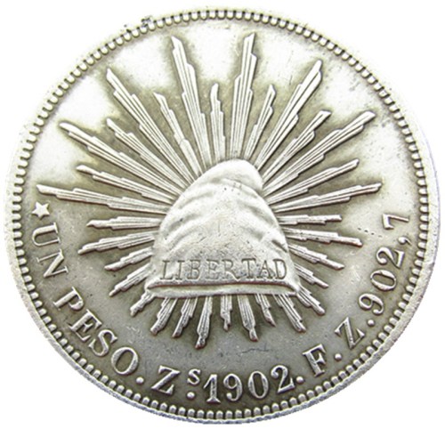 Mexico 1902 1 Peso  Silver Plated Copy Coins