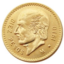 1910 Mexico 10 Pesos Gold Plated Copy Coin