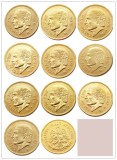 Mexico A Set Of(1905-1959) 10pcs 10 Pesos Gold Plated Copy Coin