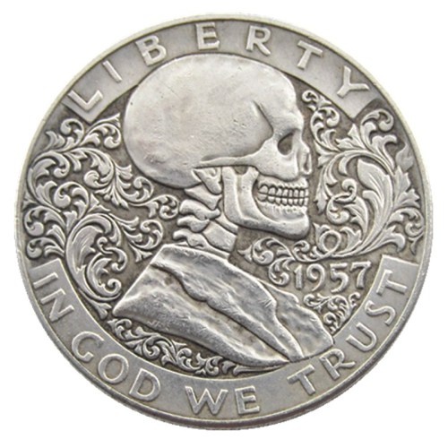 FK(03)USA Franklin Half Dollar skull zombie skeleton hand carved Copy Coins