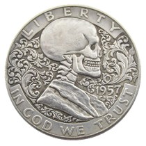 FK(03)USA Franklin Half Dollar skull zombie skeleton hand carved Copy Coins FK(03)USA Franklin Half Dollar skull zombie skeleton hand carved Copy Coins