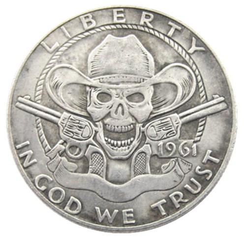 FK(06)USA Franklin Half Dollar skull zombie skeleton hand carved Copy Coins