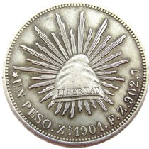 Mexico 1901 1 Peso Silver Plated Copy Coins Mexico 1901 1 Peso Silver Plated Copy Coins