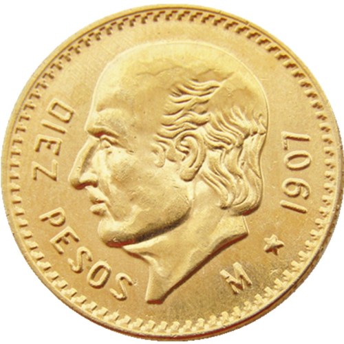 1907 Mexico 10 Pesos Gold Plated Copy Coin