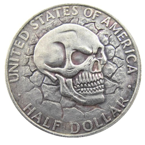 FK(11)USA Kennedy Half Dollar skull zombie skeleton hand carved Copy Coins
