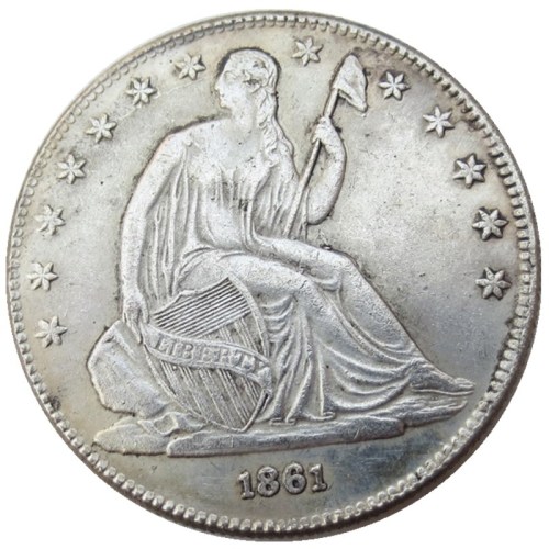 US 1861 P/O Liberty Seated Half Dollar Silver Plated Copy Coins