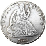 US 1845P/O Liberty Seated Half Dollar Silver Plated Copy Coins
