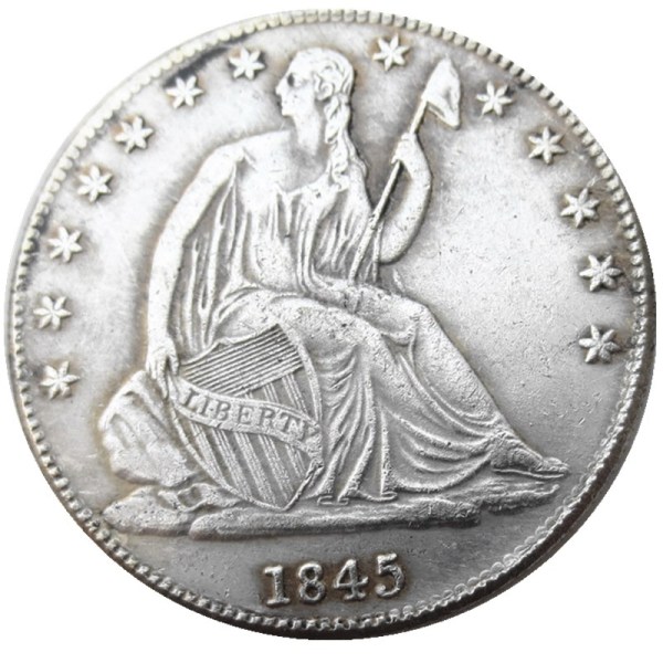 US 1845P/O Liberty Seated Half Dollar Silver Plated Copy Coins