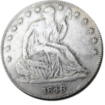 US 1846P/O Liberty Seated Half Dollar Silver Plated Copy Coins