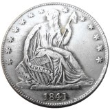 US 1841P/O Liberty Seated Half Dollar Silver Plated Copy Coins