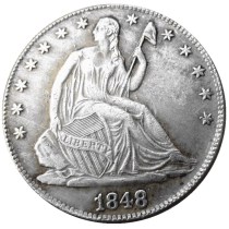 US 1848P/O Liberty Seated Half Dollar Silver Plated Copy Coins