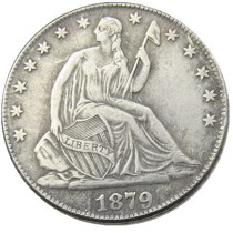US 1879 P/CC Liberty Seated Half Dollar Silver Plated Copy Coins
