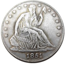 US 1851P/O Liberty Seated Half Dollar Silver Plated Copy Coins