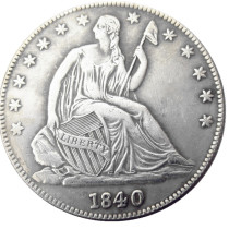 US 1840P/O Liberty Seated Half Dollar Silver Plated Copy Coins