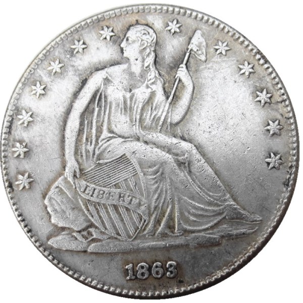 US 1863 P Liberty Seated Half Dollar Silver Plated Copy Coins