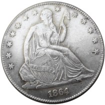 US 1864 P Liberty Seated Half Dollar Silver Plated Copy Coins US 1864 P Liberty Seated Half Dollar Silver Plated Copy Coins