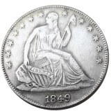 US 1849P/O Liberty Seated Half Dollar Silver Plated Copy Coins