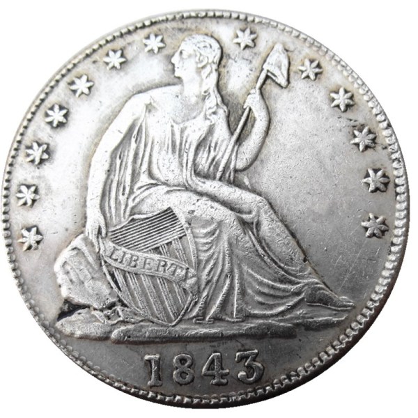 US 1843P/O Liberty Seated Half Dollar Silver Plated Copy Coins