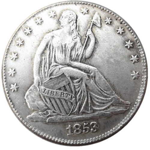 US 1853 P/O Liberty Seated Half Dollar Silver Plated Copy Coins