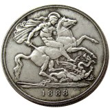 England UK 1888 One Crown Queen Victoria Silver Plated Copy Coin