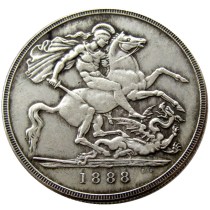 England UK 1888 One Crown Queen Victoria Silver Plated Copy Coin England UK 1888 One Crown Queen Victoria Silver Plated Copy Coin