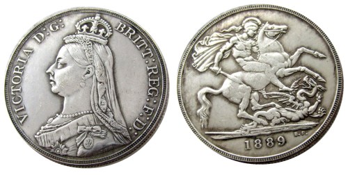 England UK 1889 One Crown Queen Victoria Silver Plated Copy Coin