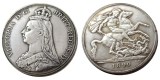 England UK A Set Of (1887-1892) 6pcs silver One Crown Queen Victoria Silver Plated Copy Coin