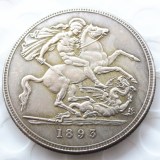 Great Britain 1893 silver crown Queen Victoria veiled head Silver Plated Copy coin