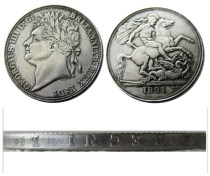 UF(05)GREAT BRITAIN 1821 George IV one Crown Silver Plated Letter Edge Copy coin UF(05)GREAT BRITAIN 1821 George IV one Crown Silver Plated Letter Edge Copy coin