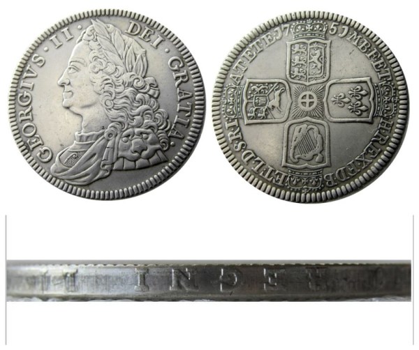 UF(17) UK GT BRIT. George II 1751 AR Crown Silver Plated Copy Coin