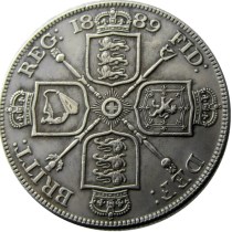 UF(03)GREAT BRITAIN, Victoria Double Florin 1889 Silver Plated Copy Coin