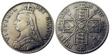 UF(03)GREAT BRITAIN, Victoria Double Florin 1889 Silver Plated Copy Coin
